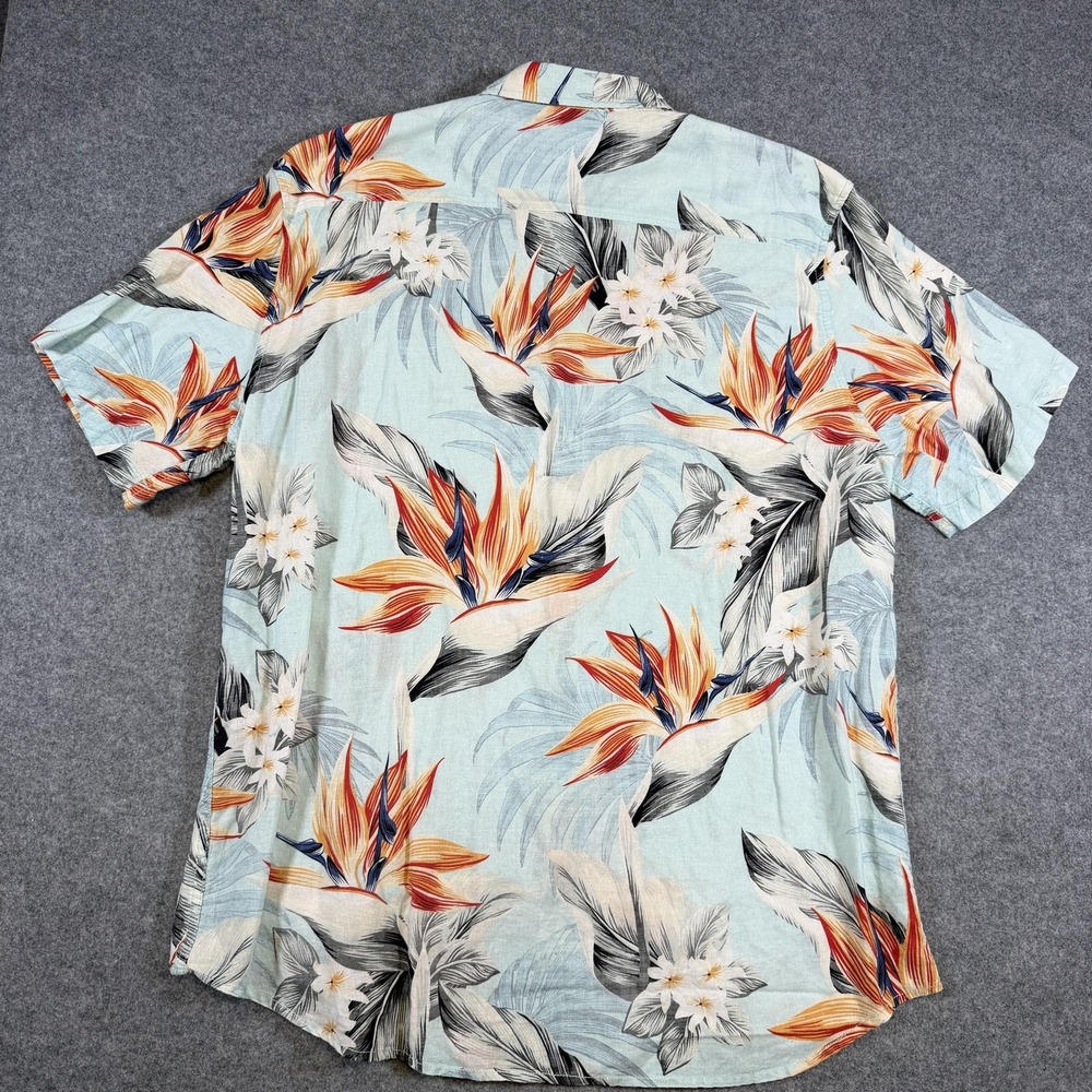 Margaritaville Shirt Mens XL Blue Floral Hawaiian Tropical Short Sleeve - Picture 5 of 7